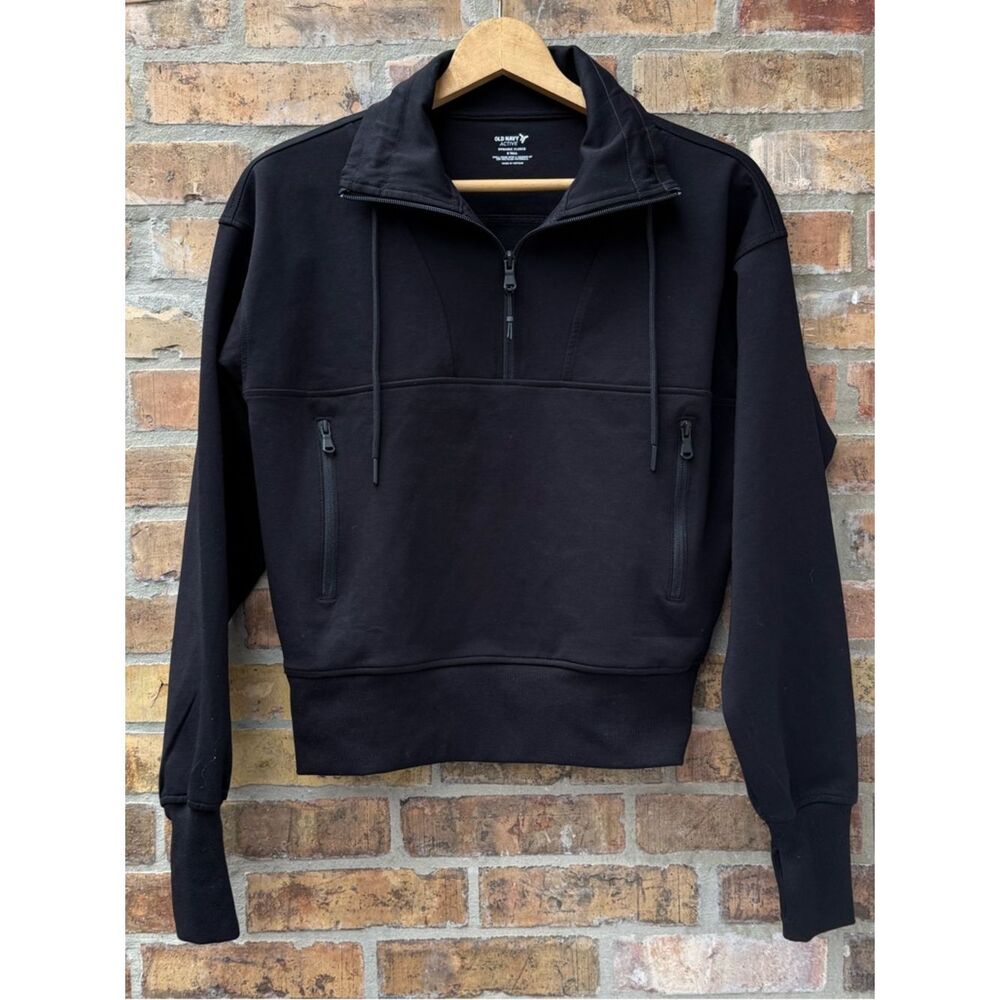 Old Navy Active Black Dynamic Fleece 1/4 Zip Shirt Sweater Sweatshirt S Tall